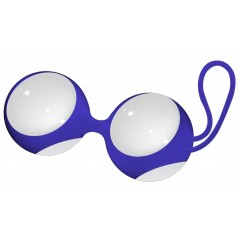 Белые стеклянные вагинальные шарики Ben Wa Medium в синей оболочке