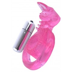 Розовая вибронасадка со стимулятором клитора  Язычок 